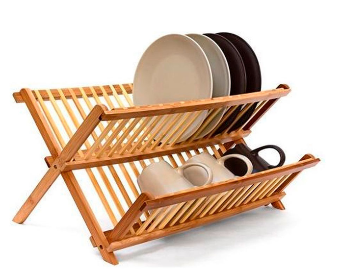 ESCORREDOR DE PRATO DOBRÁVEL DE BAMBU 42x33.5x25.5cm