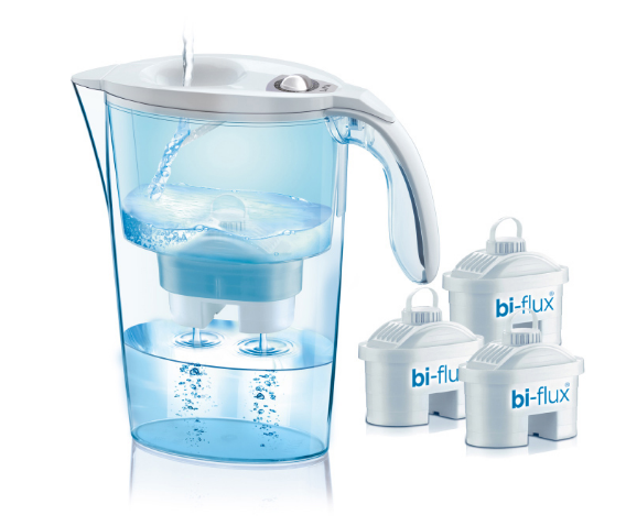 KIT JARRO LAICA STREAM 2,3L BRANCO + 3 FILTROS BI-FLUX J9047WS