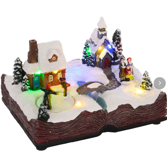 Aldeia de Natal Natalícia com Luzes LED Música e Patinadores Giratórios 23x18x15 cm Multicor Aldeia de Natal Natalícia com Luzes LED Música e Patinadores Giratórios 23x18x15 cm Multicor