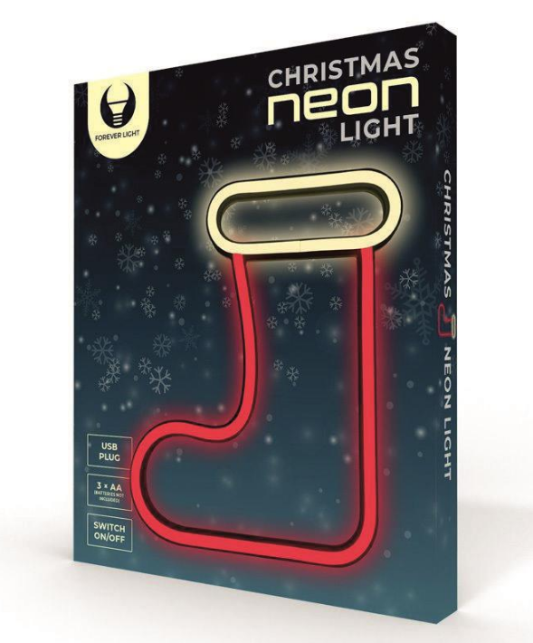 Luz LED Neon Em Forma de Bota De Natal