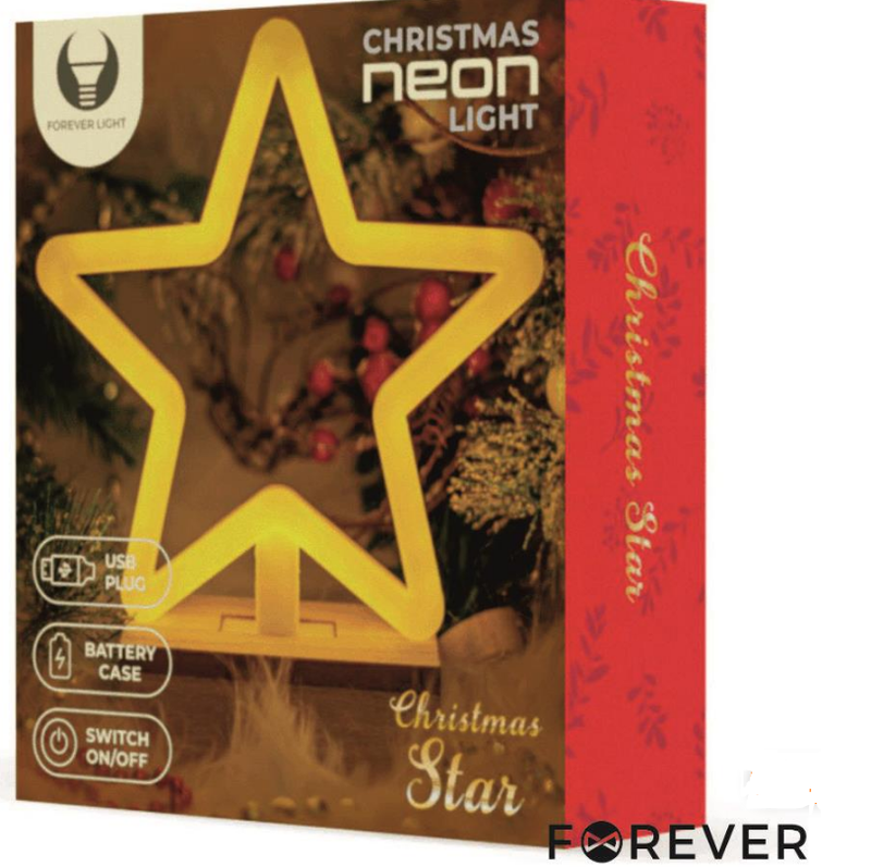 Luz LED Neon Natal Em Forma de Estrela C/ Base