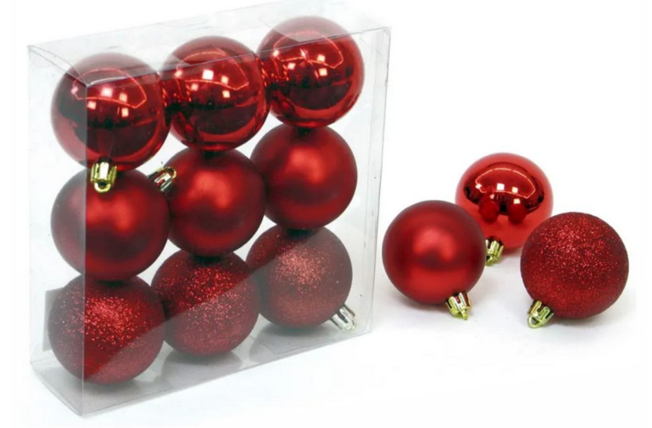 Conjunto 9 Bolas Vermelhas de Natal
