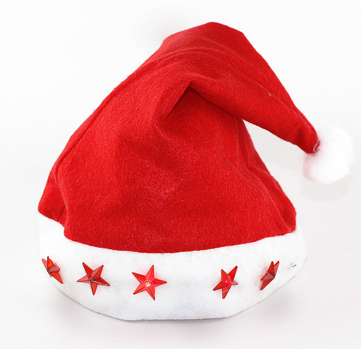 GORRO PAI NATAL COM LUZES LED 30x40cm