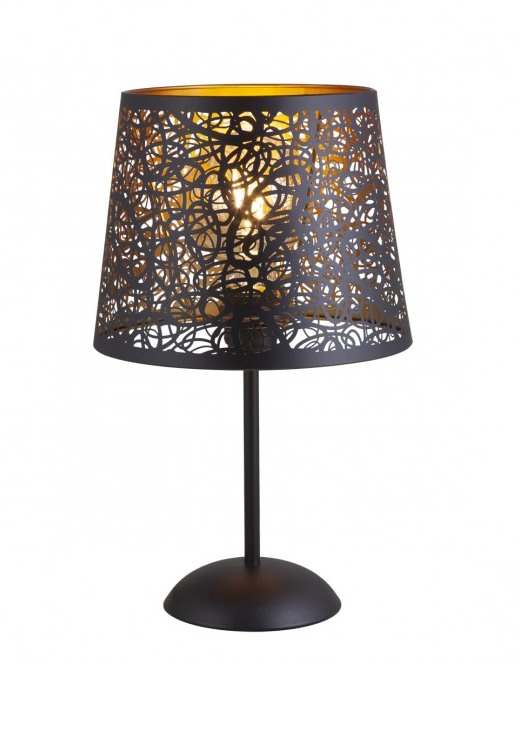 CANDEEIRO DE MESA PRETA-DOURADA MESA 1 X 60W E-27