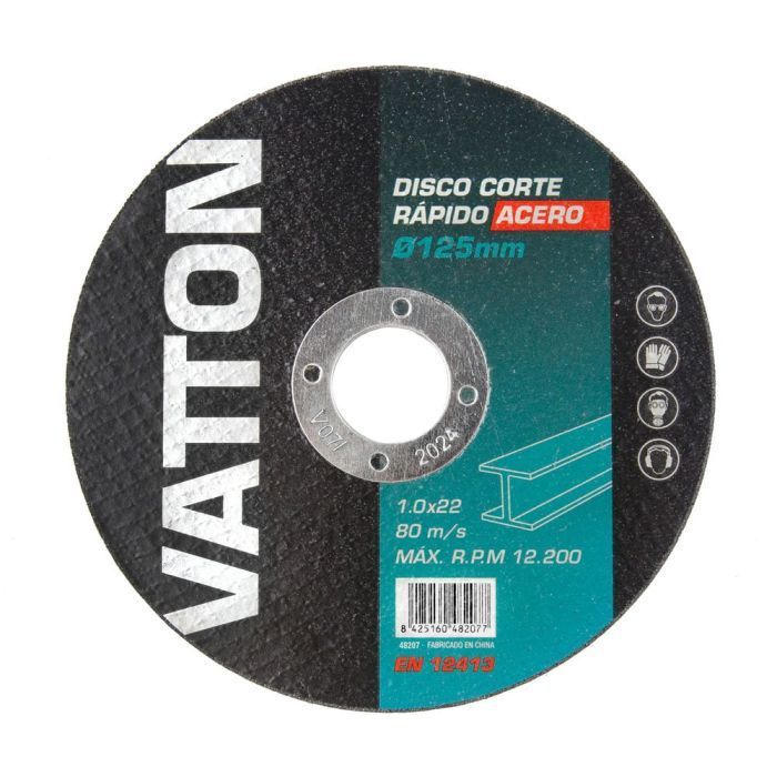 DISCO DE CORTE RÁPIDO DE AÇO VATTON 125x1,0x22 MM