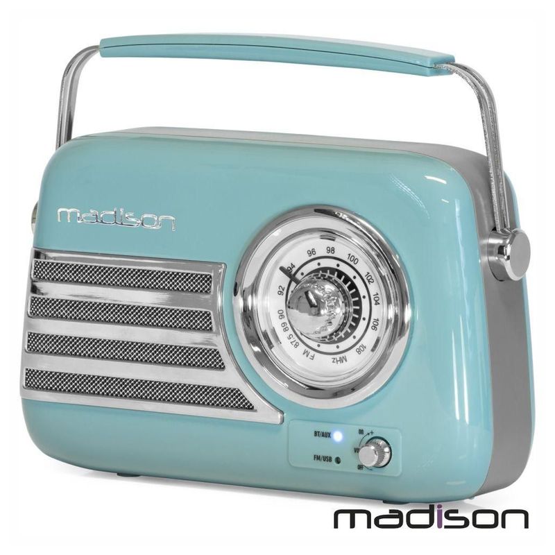 Rádio FM/AUX/BT/USB Extra Bass Vintage 30W Verde MADISON