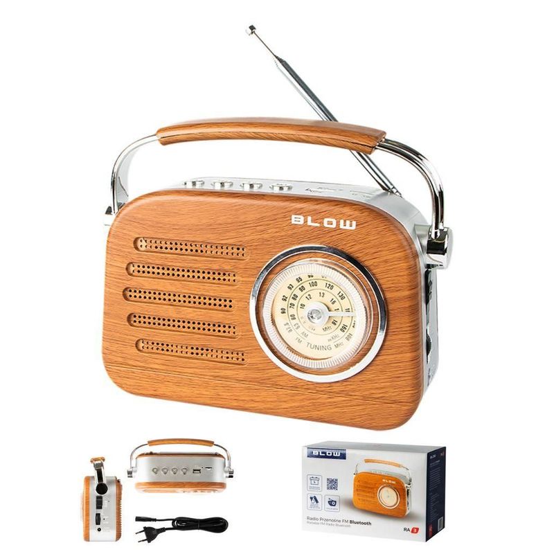 Rádio Bluetooth AM/FM Vintage USB/SD