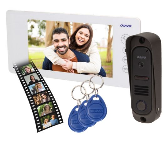 Video Porteiro 7" Touch c/ Sistema de Entrada por Tags RFID e Cartão de Proximidade (Branco) - ORNO