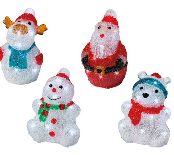 FIGURAS ACRÍLICAS LED PARA INTERIOR 13x10x16cm 16 LEDS MODELOS SORTIDOS