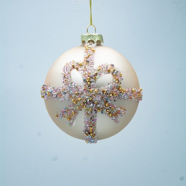 Bola de vidro  com laço, conjunto de 4 peças, 10 cm