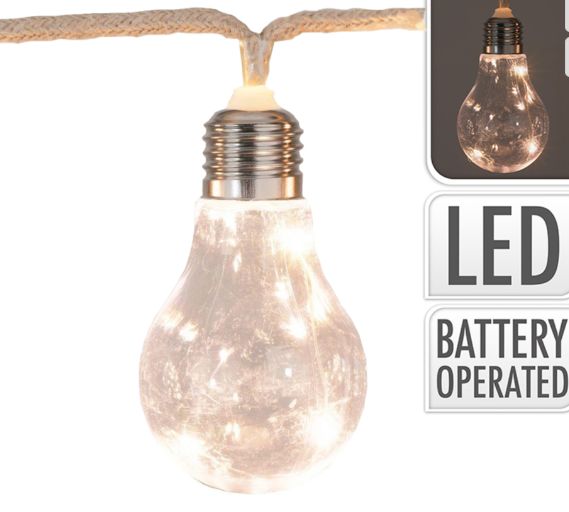 GRINALDA A PILHAS 10 LÂMPADAS COM 3 LEDS BRANCO QUENTE IP20 2,55m GRINALDA A PILHAS 10 LÂMPADAS COM 3 LEDS BRANCO QUENTE IP20 2,55m