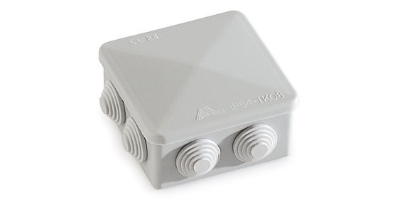 Caixa de Derivação Estanque c/ Bucins Cinza 80x80x45mm