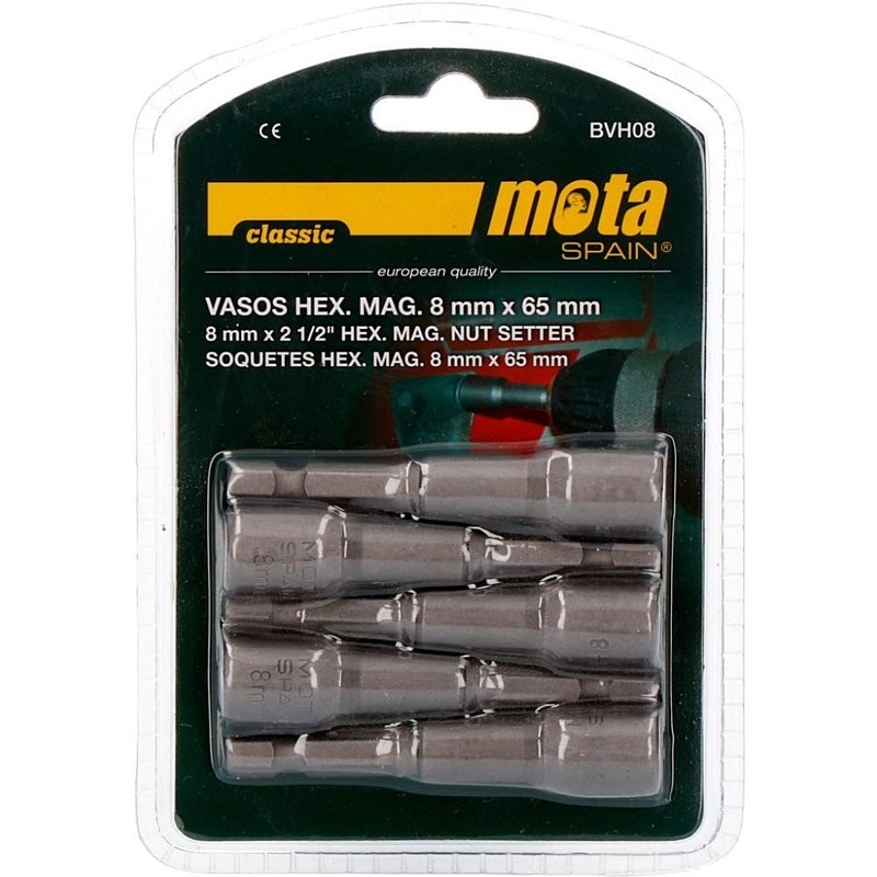 Pack 5 Adaptadores Hexagonais Magnéticos 8x65mm - BVH08 - MOTA
