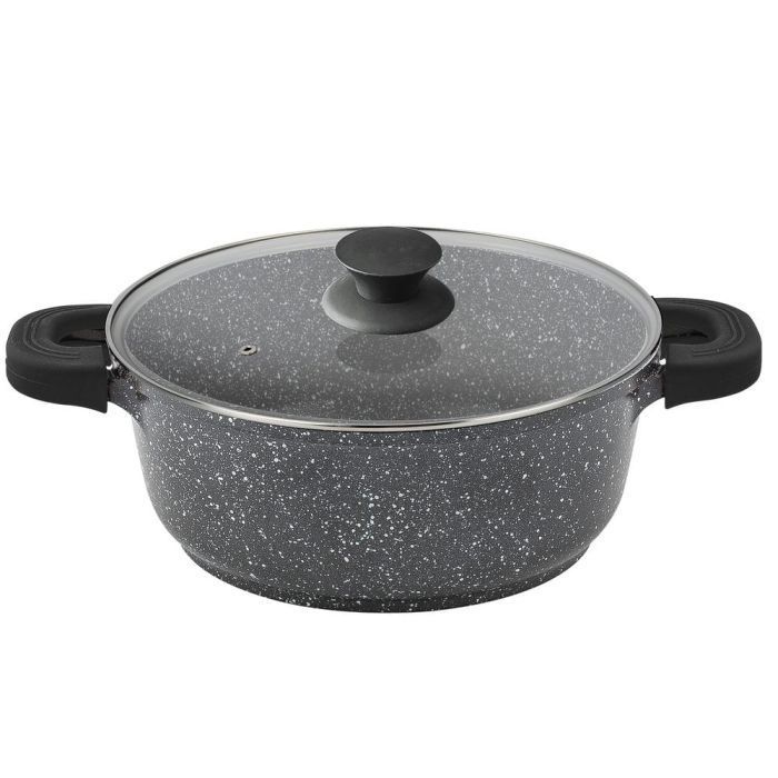 Panela de alumínio fundido preta, pedra alta, 20 cm
