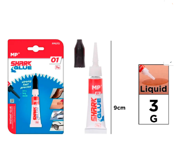 COLA CIANOACRILATO INSTANTÂNEA SHARK GLUE 01, 3 g, BLISTER
