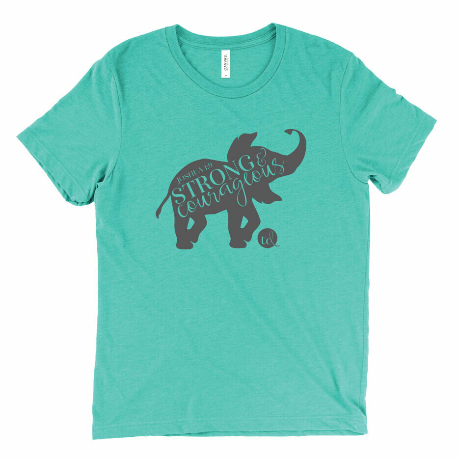 T-shirt Elephant Scripture - Teal