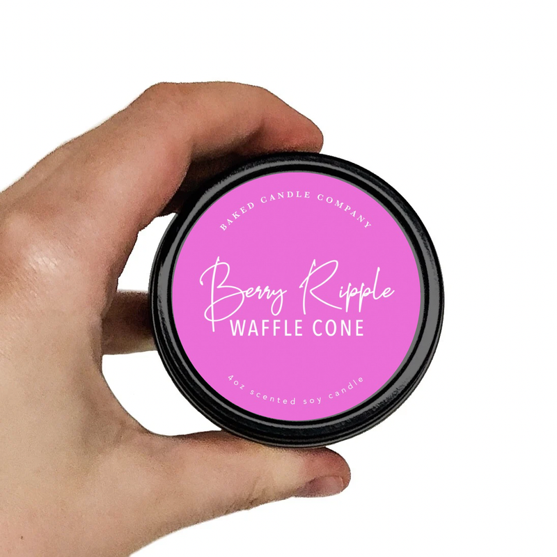 Berry Ripple Waffle Cone 4oz. Soy Candle Tin Berry Ripple Waffle Cone 4oz. Soy Candle Tin