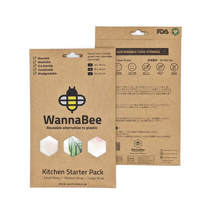 WannaBee 蜜蝋（ミツロウ・みつろう）ラップ Teal柄 3枚入りセット（S・M・L)