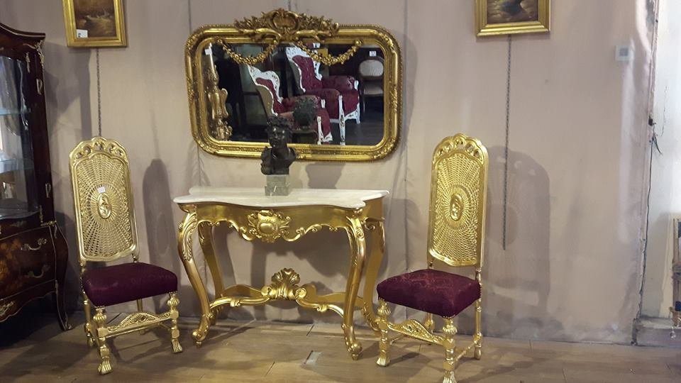 Consolle Da Ingresso In Stile Inglese Foglia Oro