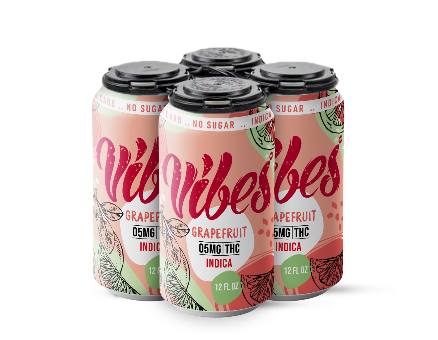 Vibes™ | Fresh Grapefruit | Delta 9 THC | 5mg | Drink | Indica | 4 Pack