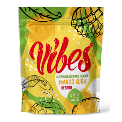 Vibes Hard Candy | Mango Kush Strain | 5mg THC | THC Hard Candies
