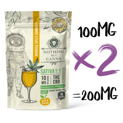 10mg THC | 10mg CBD | Splits | 1:1 | Mimosa Strain | Sativa | 5 QTY | 10 Servings | Nothing But Canna | 2 for 1 Pricing
