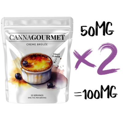 Creme Brûlée | 10MG THC Split Gummies | 5mg Per Serving | 50MG Per Package | CannaGourmet | 2 for 1