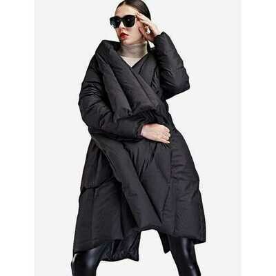 Lapel Irregular Hem Plus Size Down Coat Lapel Irregular Hem Plus Size Down Coat