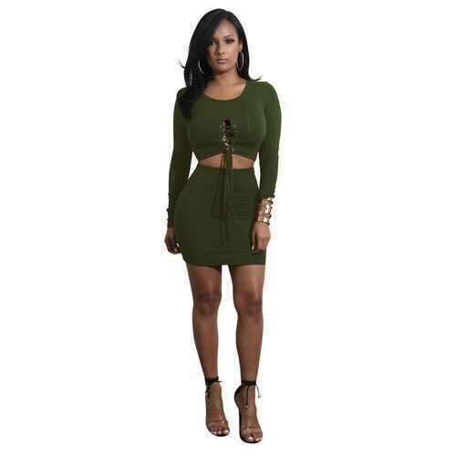 green and white combination dress