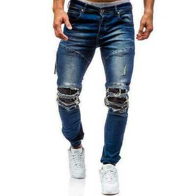 Stylish Biker Washed Holes Frayed Jeans Stylish Biker Washed Holes Frayed Jeans