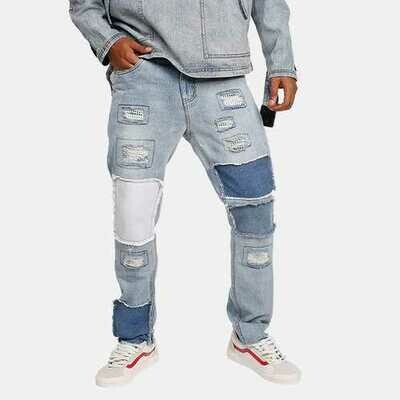 Stylish Patchwork Ripped Hip-Hop Designer Jeans Stylish Patchwork Ripped Hip-Hop Designer Jeans
