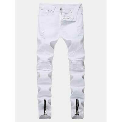 Stylish Hip Hop Ripped Zipper Fold Jeans Stylish Hip Hop Ripped Zipper Fold Jeans