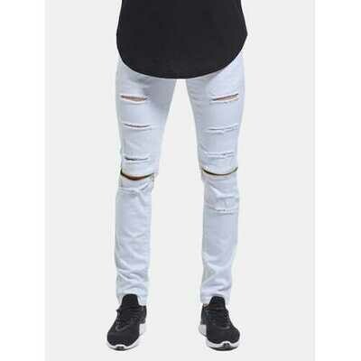 Skinny Hip Hop Ripped Knee Zipper Jeans Skinny Hip Hop Ripped Knee Zipper Jeans