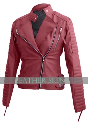 Pink Women Faux Leather Jacket