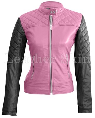 Women Modern Pink Leather Jacket