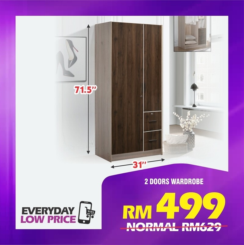2 Doors Wardrobe with 2 Drawers 2 Doors Wardrobe with 2 Drawers
