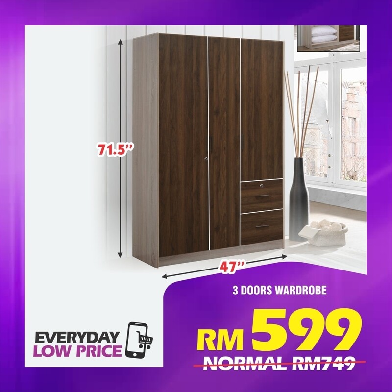 3 Doors Wardrobe with 2 Drawers 3 Doors Wardrobe with 2 Drawers