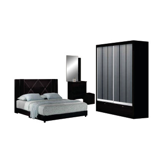 Bedroom Set (4 ft Sliding Wardrobe + Queen size Bed frame + Dressing Table + Stool)