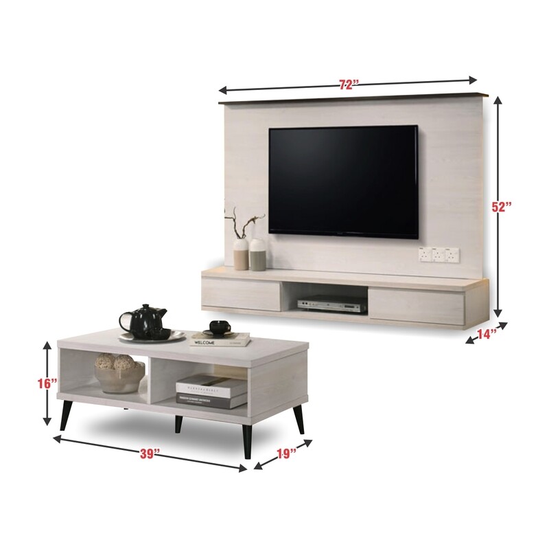 PACKAGE 2 IN 1 (Wall Mounted TV Cabinet + Coffee Table) PACKAGE 2 IN 1 (Wall Mounted TV Cabinet + Coffee Table)