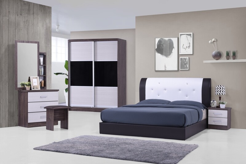 Bedroom Set (5ft Sliding Wardrobe + Queen size Bed frame + Dressing Table + Stool + Side Table) Bedroom Set (5ft Sliding Wardrobe + Queen size Bed frame + Dressing Table + Stool + Side Table)