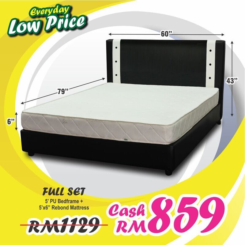 Full Bed Set (Queen Bedframe + 6inch Mattress) Full Bed Set (Queen Bedframe + 6inch Mattress)