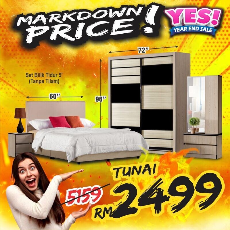 Bedroom Set (6ft Sliding Wardrobe + Queen size Bed frame + Dressing Table + Stool) Bedroom Set (6ft Sliding Wardrobe + Queen size Bed frame + Dressing Table + Stool)
