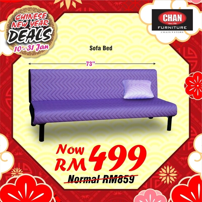 Modern Sofa Bed with free cushion - Purple