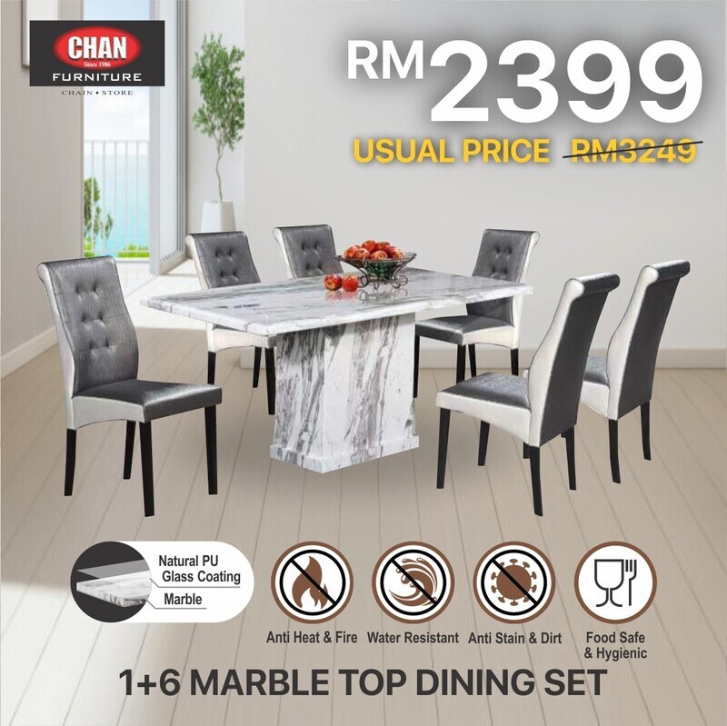 1+6 Marble Top Dining Set