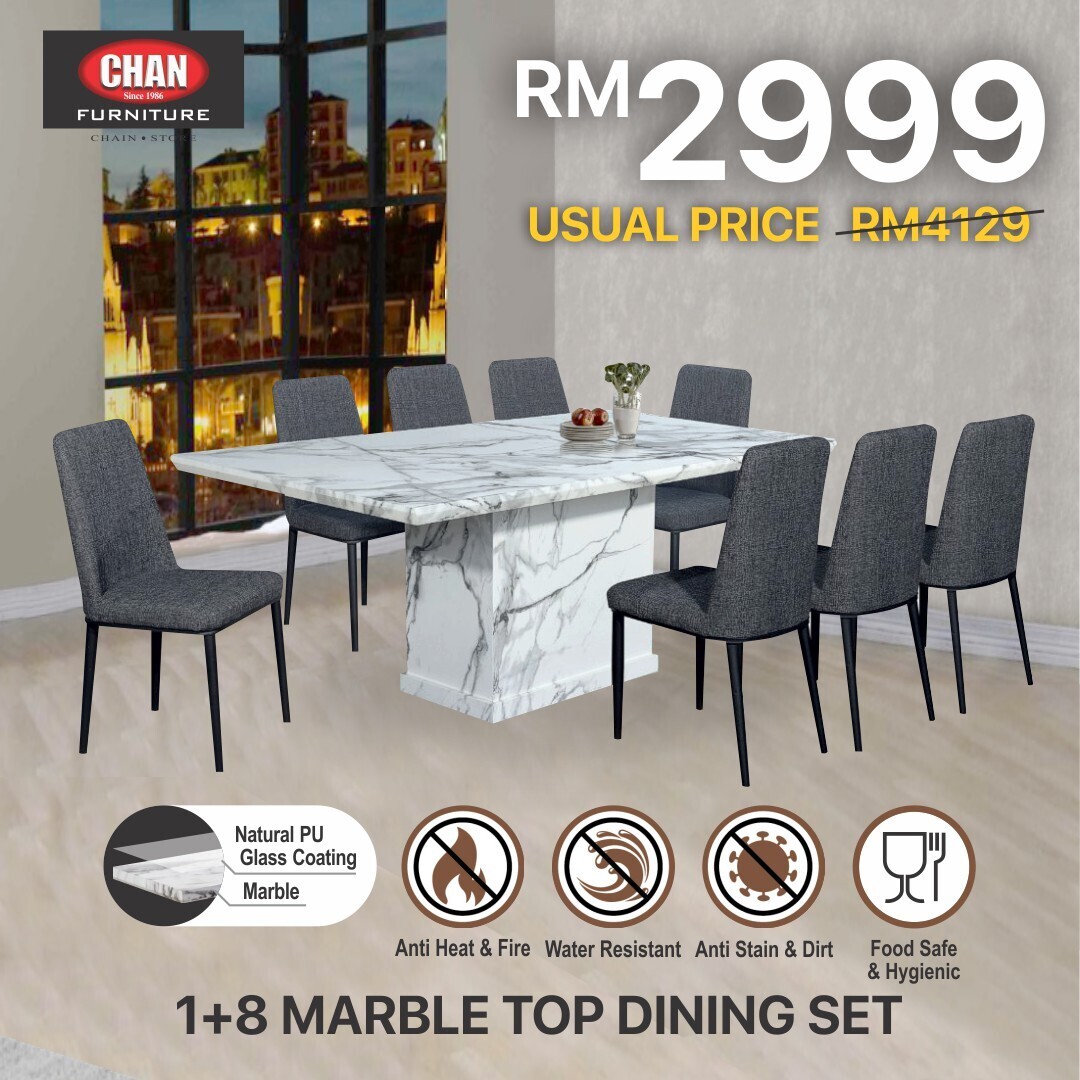 1+8 Marble Top Dining Set
