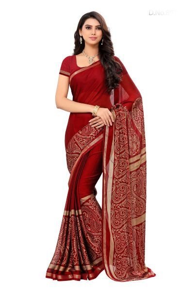 Red Chiffon Saree