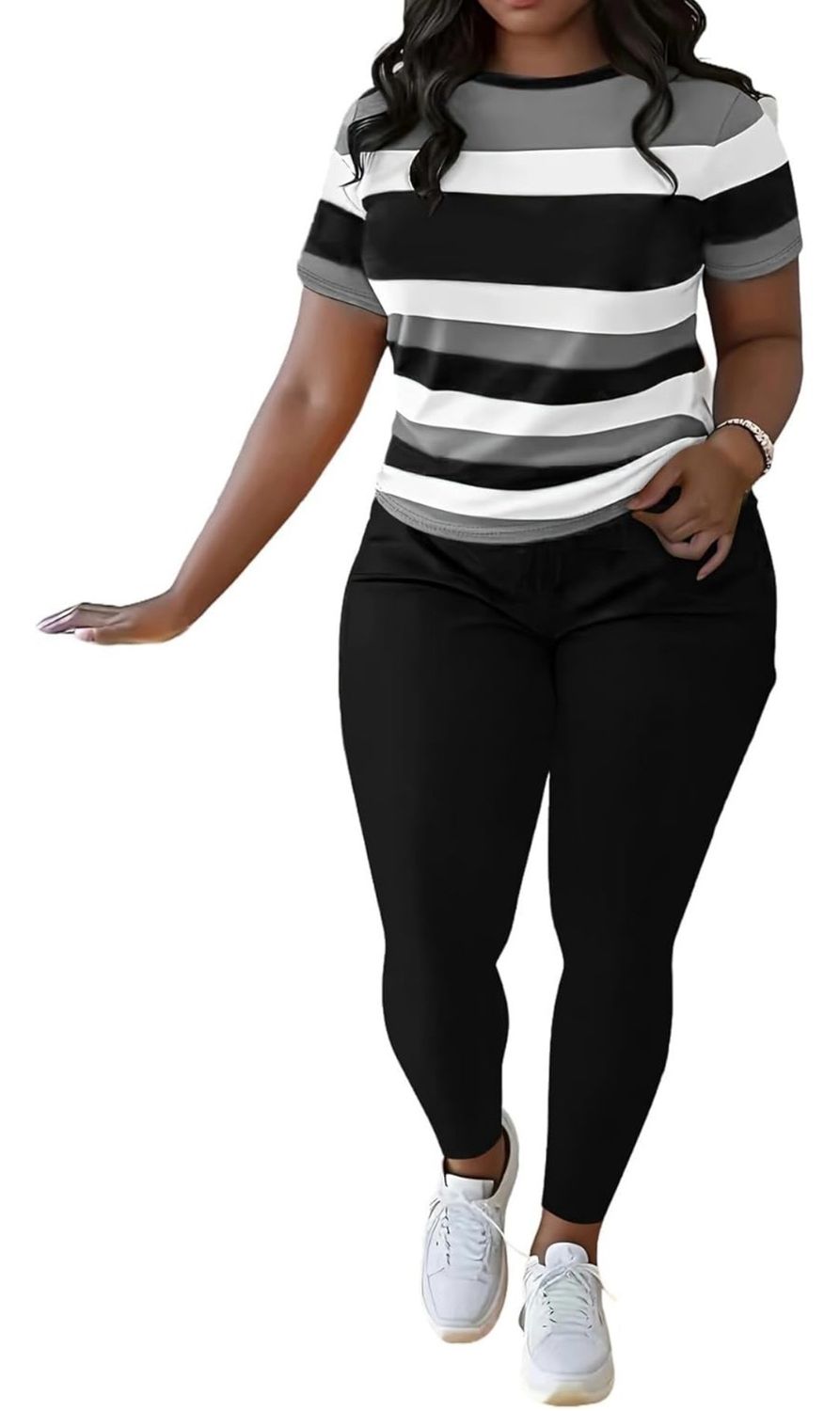 2 Piece Stripe Pants Set