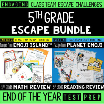 Test Prep Escape Room for 5th Grade Bundle: Reading & Math Challenges
