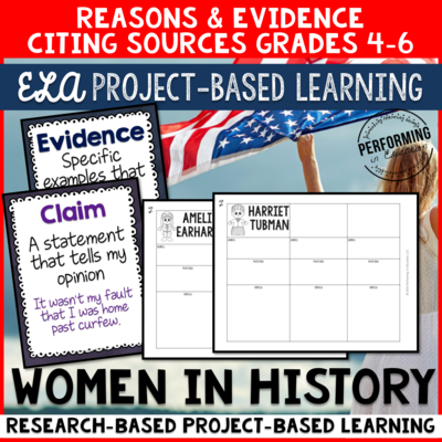 Grades 4-6: ELA Project Based Learning: Women in History - Supporting opinions using reasons