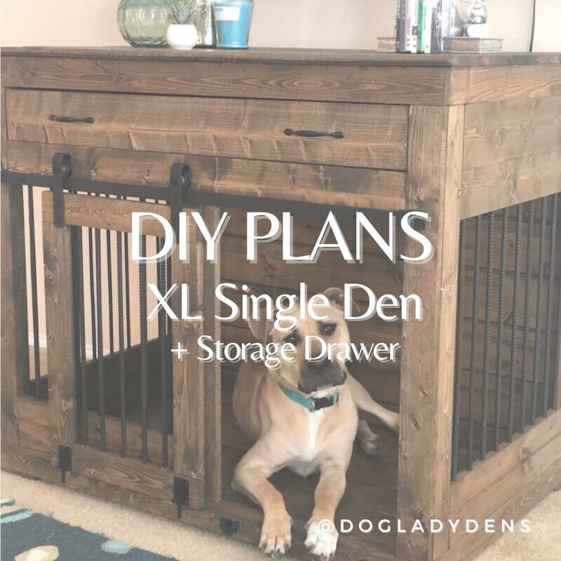 LUXURY DOG CRATE PLANS - XL SINGLE DEN + STORAGE DRAWER